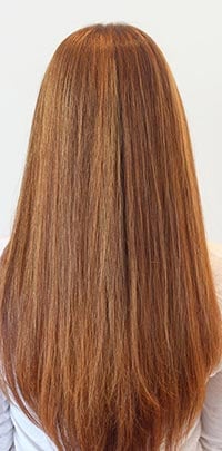 After Light Set copper hair highlight application